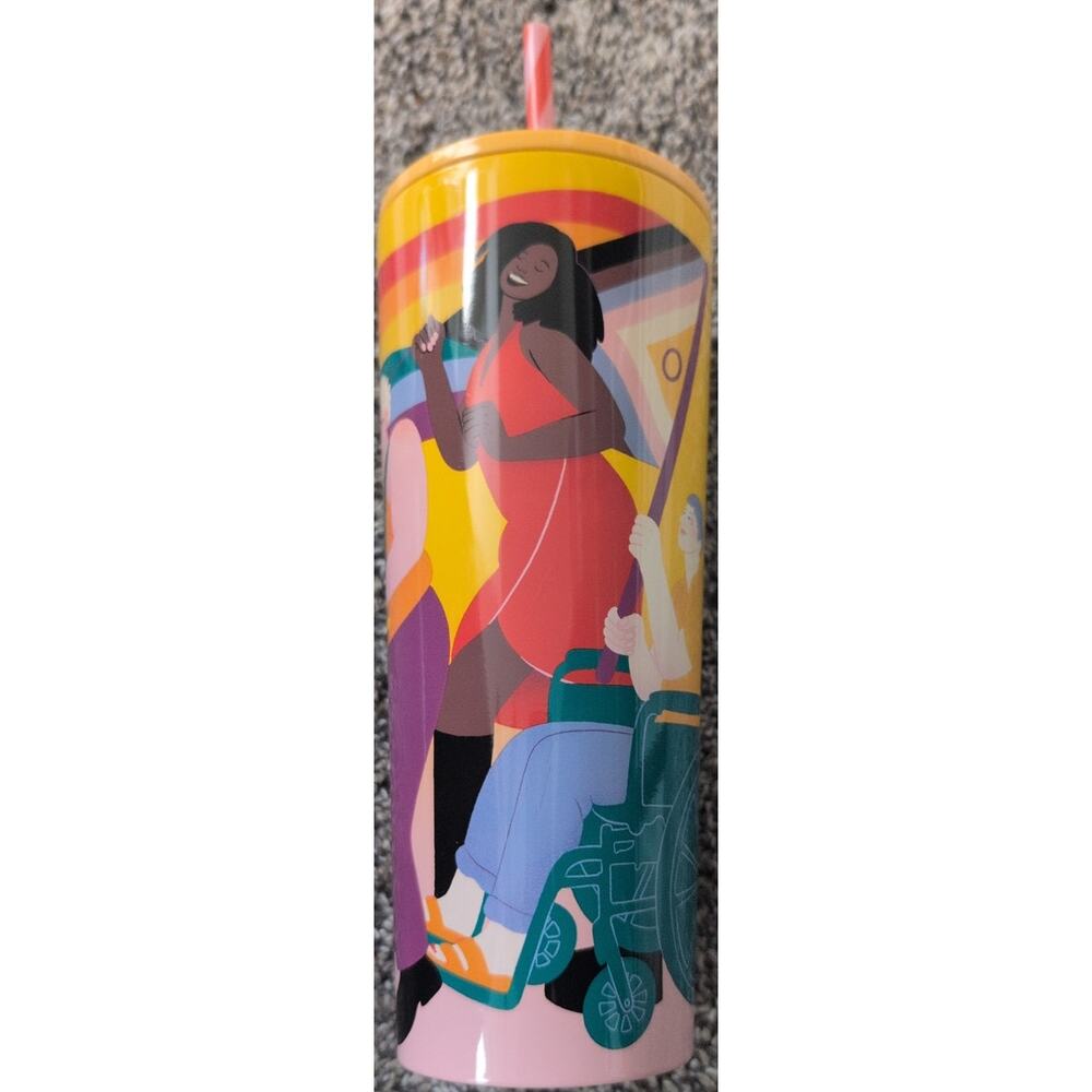 Starbucks Sofie Birkin 2024 Yellow Summer Graphic Cold Cup Tumbler Rare EUC - Picture 4 of 9